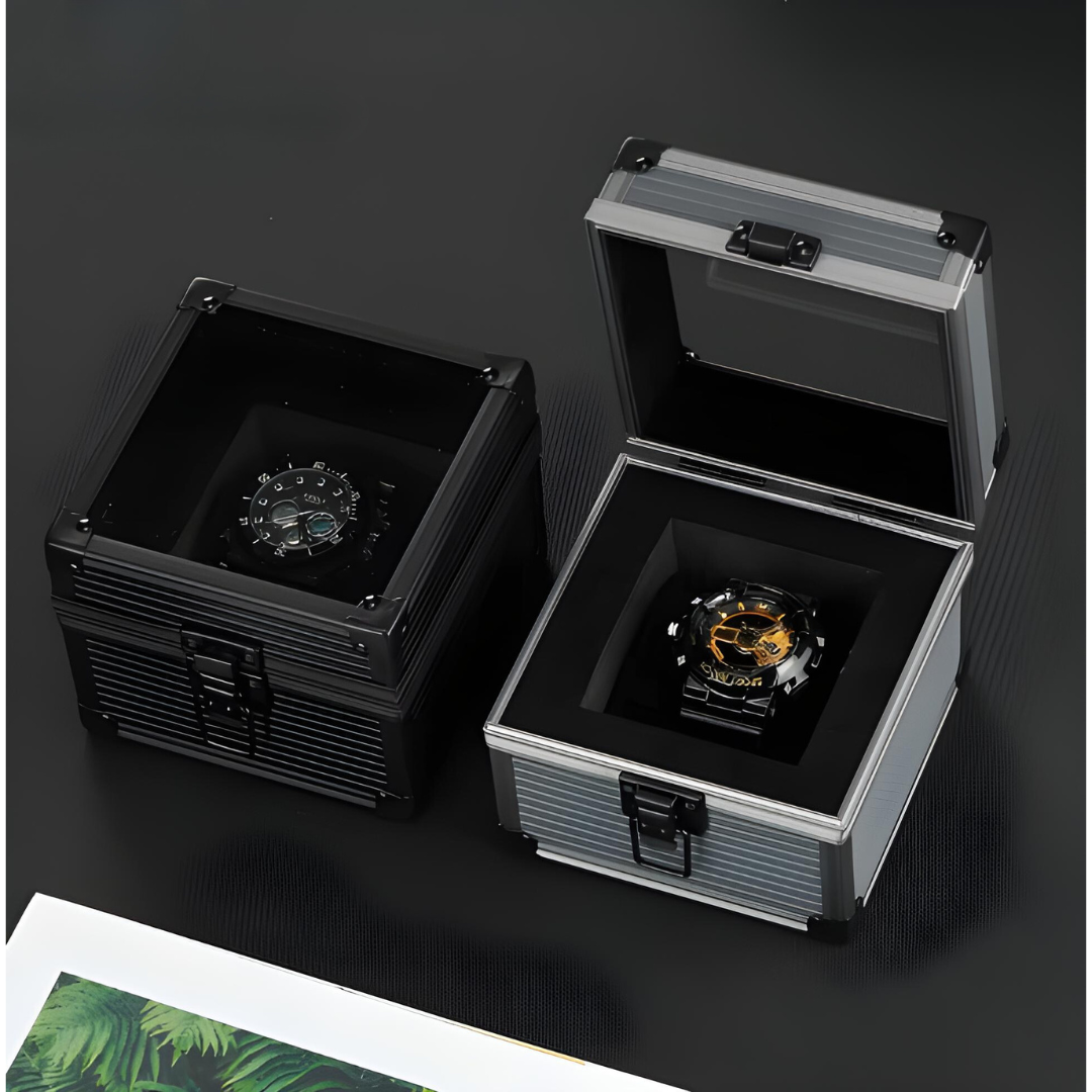 white and black watches and boxes