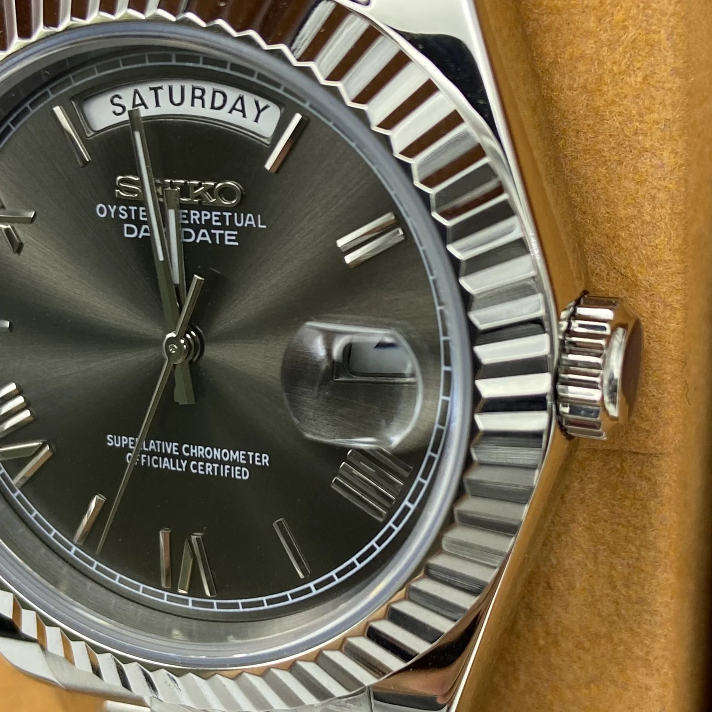 Seiko Mod Datejust - Chiffre Romain - Brume d’Acier