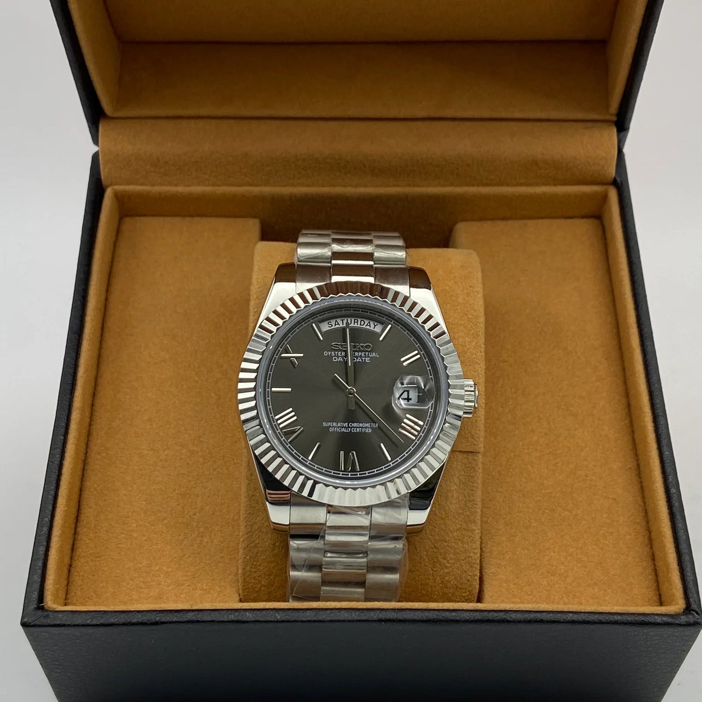 Seiko Mod Datejust - Chiffre Romain - Brume d’Acier