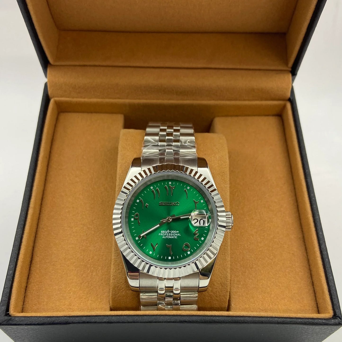 Seiko Mod Datejust - Chiffre Arabe - Vert Souverain