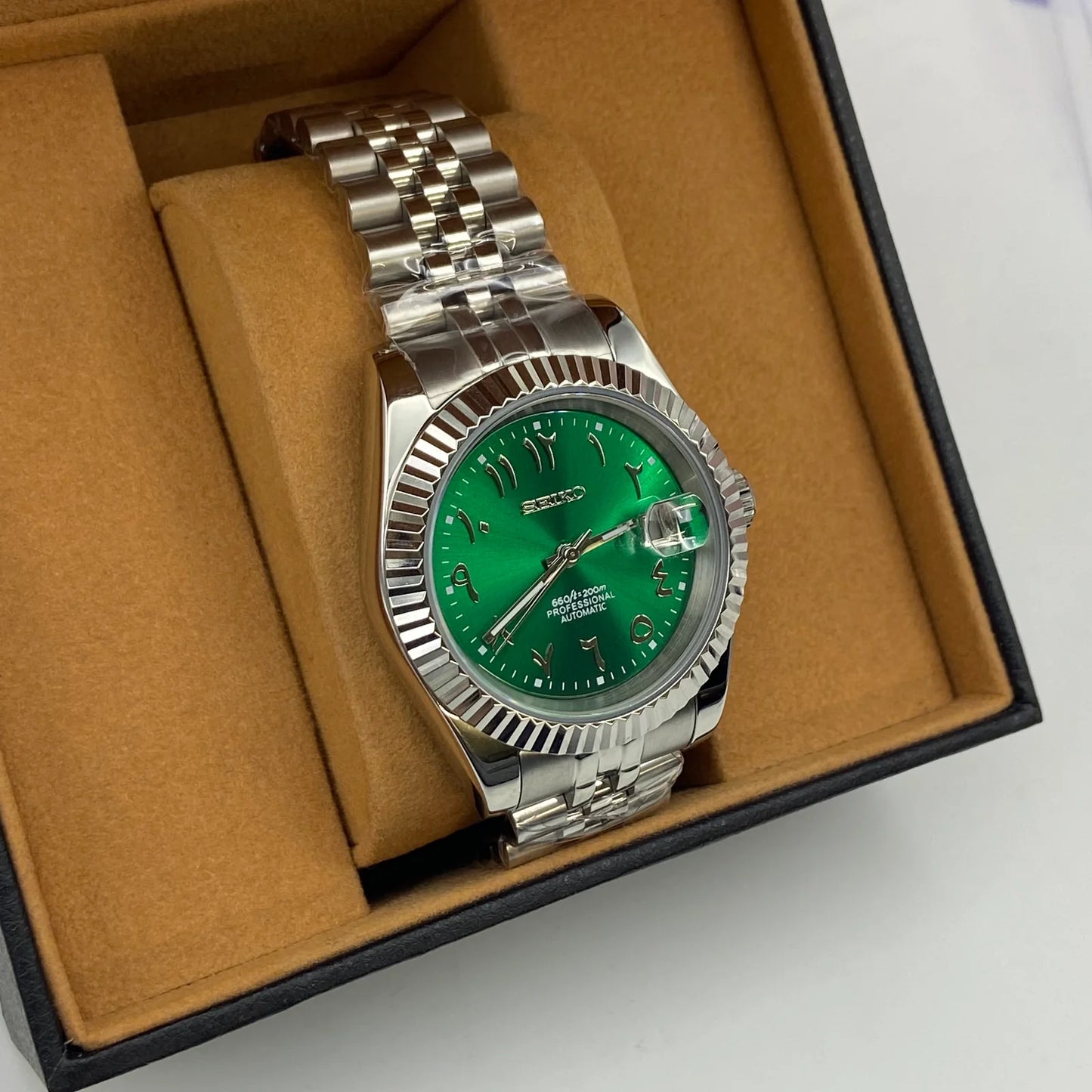 Seiko Mod Datejust - Chiffre Arabe - Vert Souverain