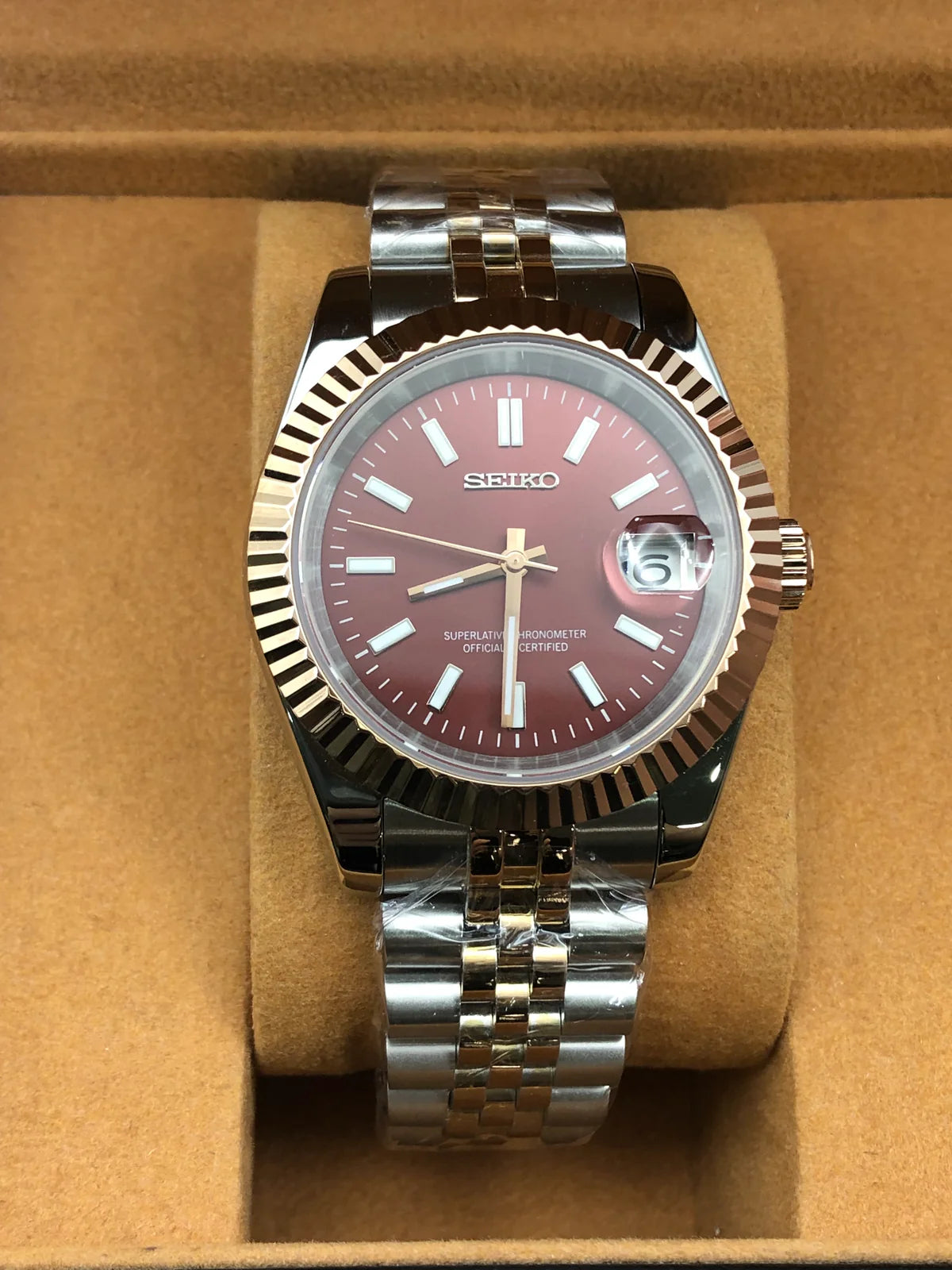 Seiko Mod Datejust - Écarlate Royale