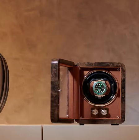 light pink box of watch