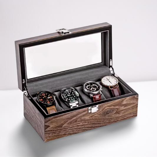 4 boxes of wooden watch winders