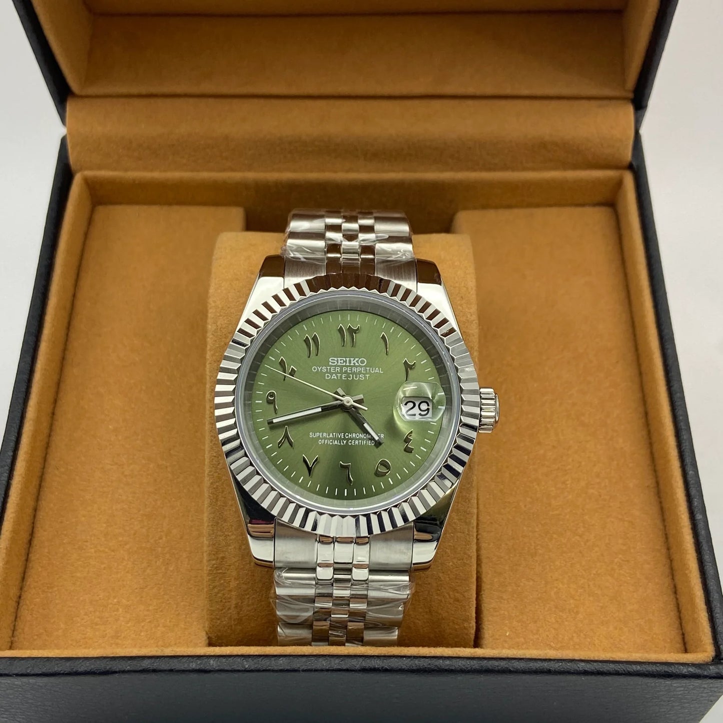 Seiko Mod Datejust - Chiffre Arabe - Émeraude Royal