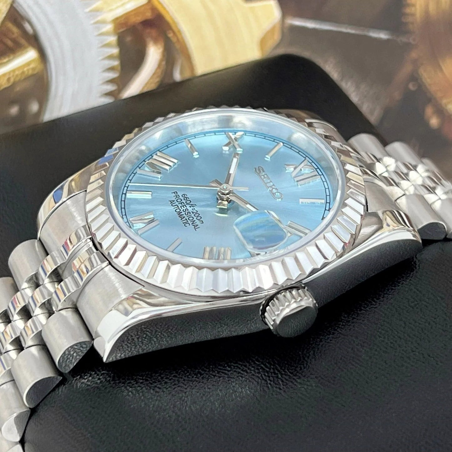 Seiko Mod Datejust - Chiffre Romain - Élégance Marine